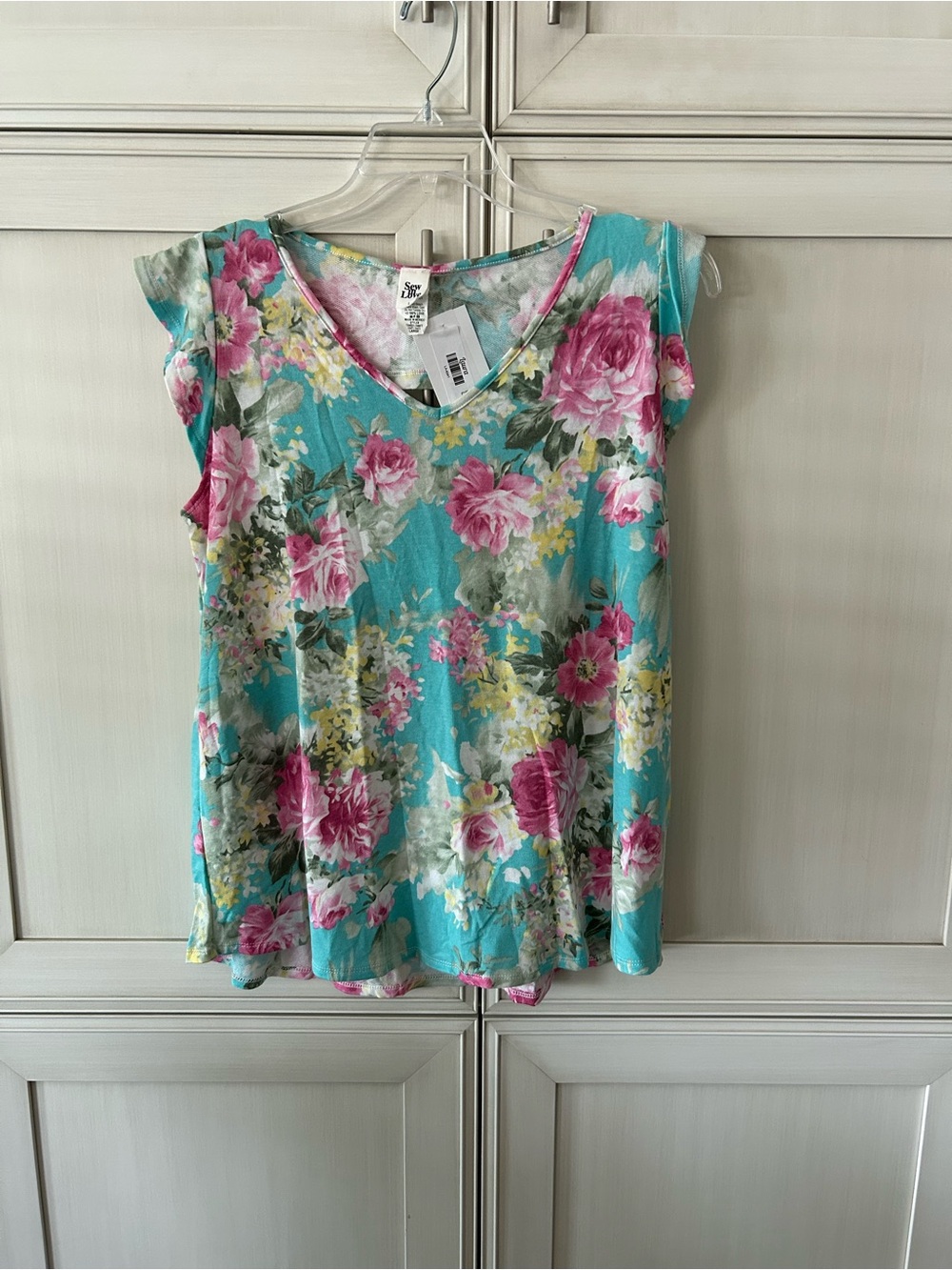 Sew In Love Floral V‑Neck Camisole - Turquoise & Pink